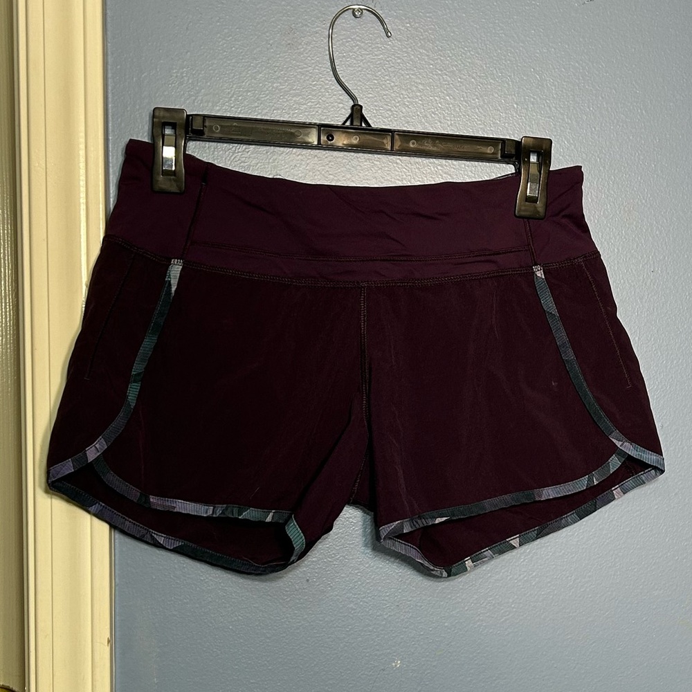 Lululemon Purple Shorts with Patterned Piping